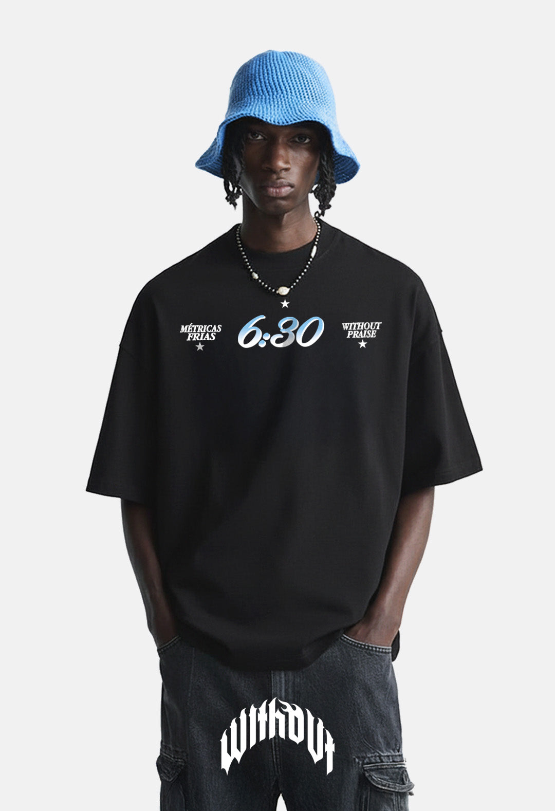 Camiseta Oversize Métricas frías “6:30” Negra