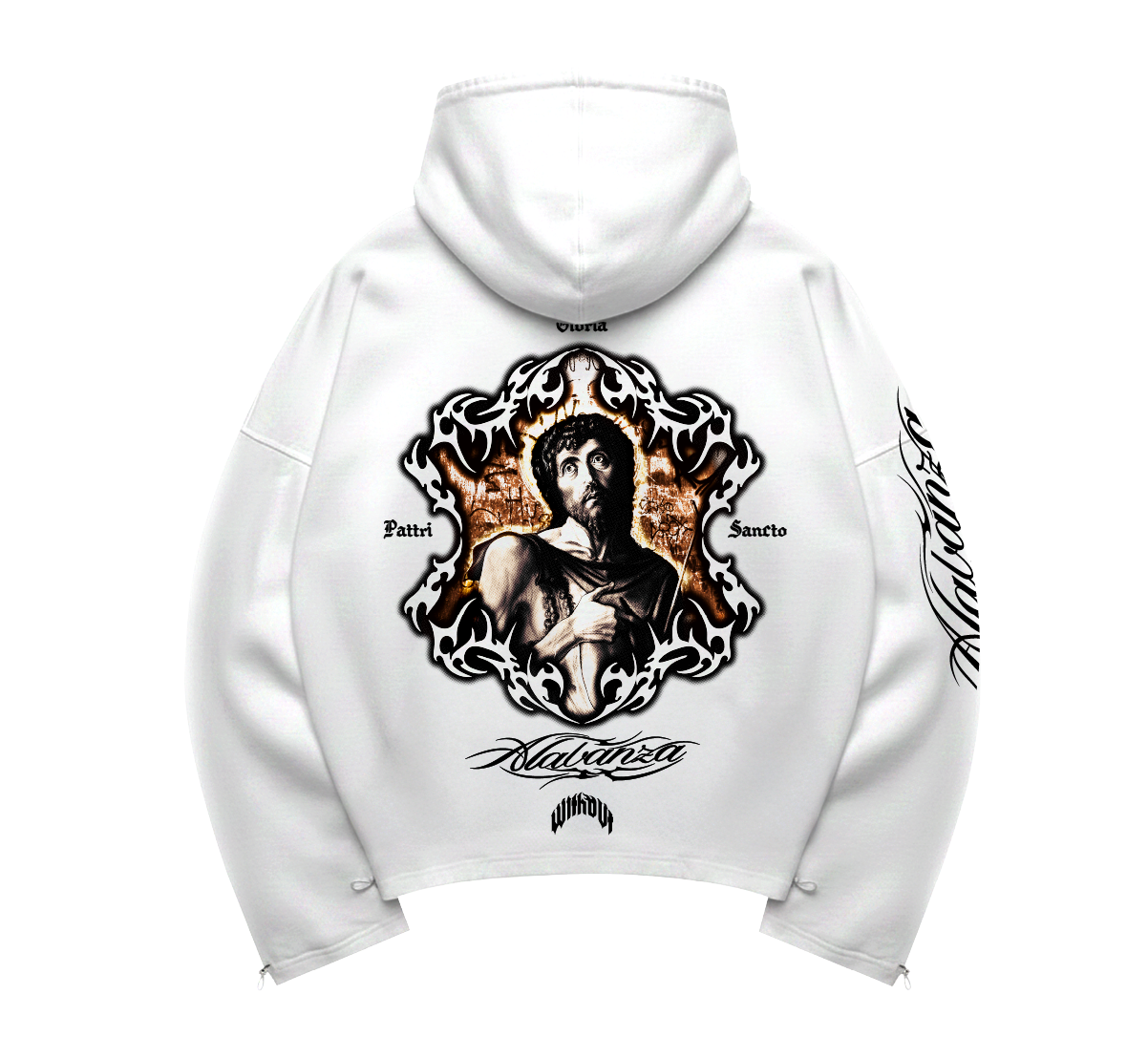 Hoodie Oversize “Gloria Pattri Sacto” | Blanco