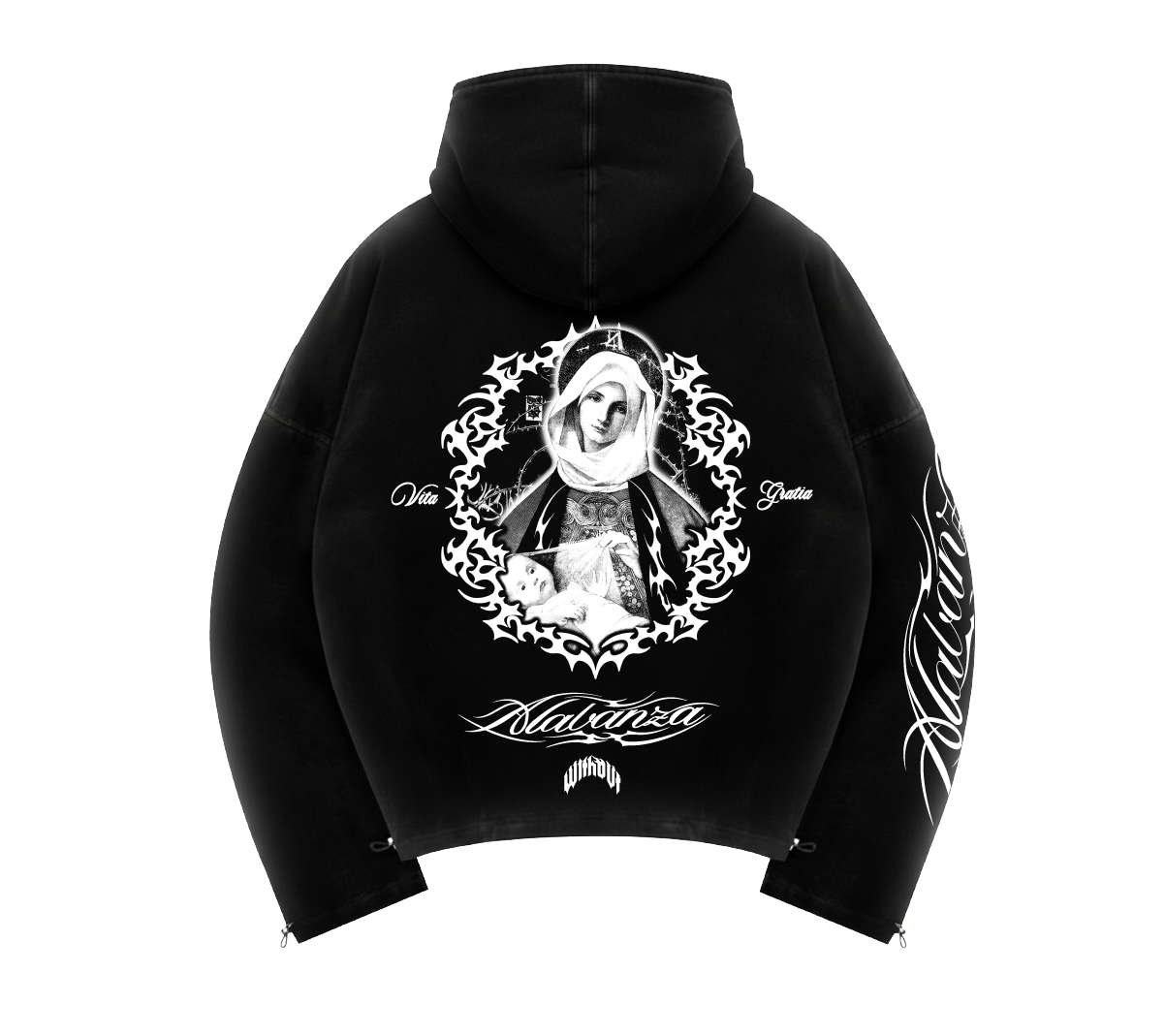 Hoodie Oversize “Matter Vita Gratia” | Negro