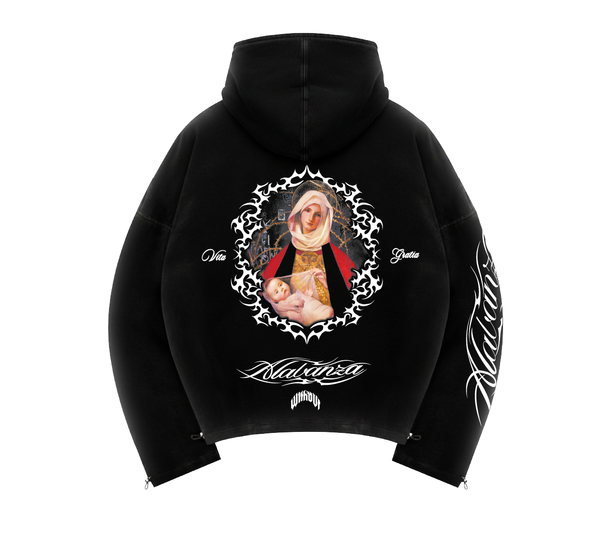 Hoodie Oversize “Matter Vita Gratia” | Negro versión 2