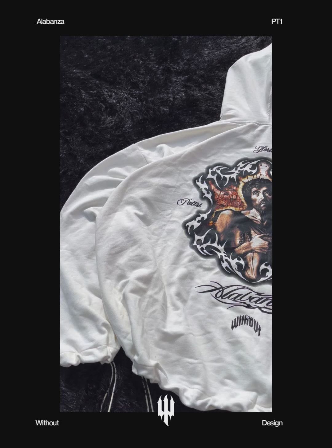 Hoodie Oversize “Gloria Pattri Sacto” | Blanco